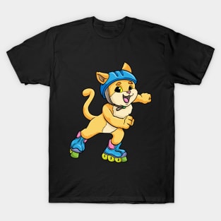 Cat as Inline skater with Inline skates and Helmet T-Shirt